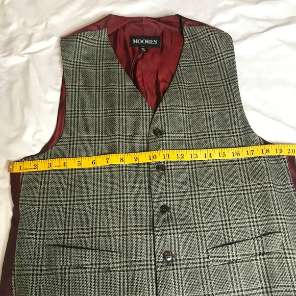 Moores Plaid Tweed Vest Men’s Size M – Grey Check Button Front Lined - Picture 10 of 14